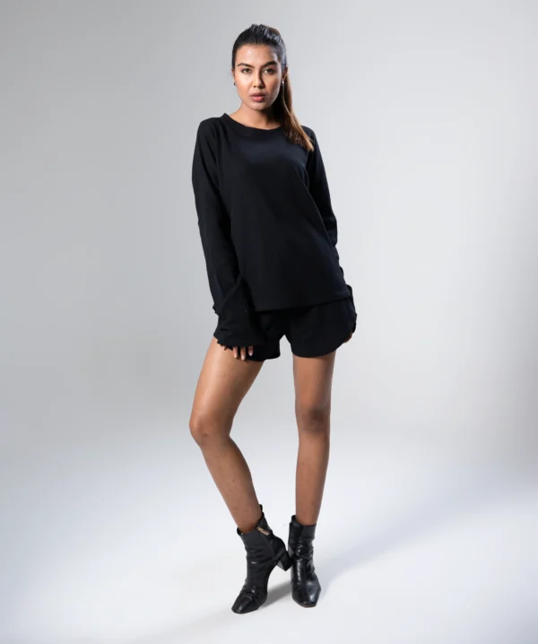 Black Cordset | Full Sleeves with Shorts