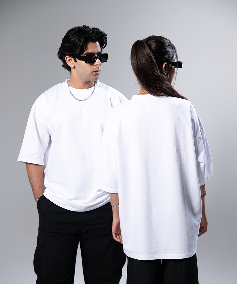 Oversized White T-shirt- Couple Set
