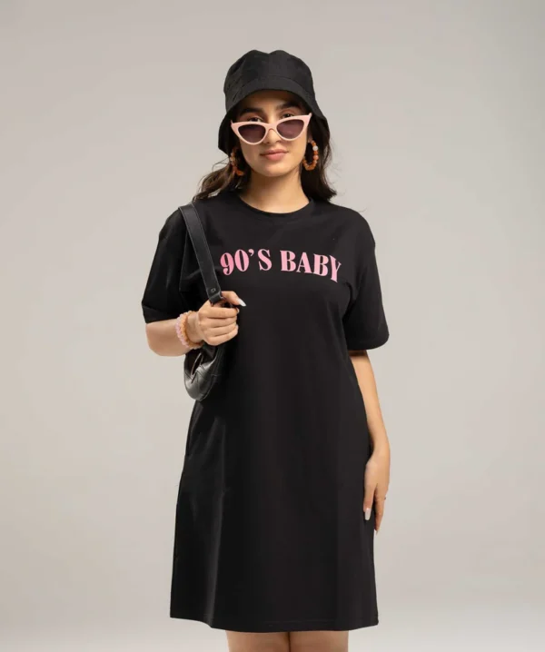 90's baby Black T-shirt Dress