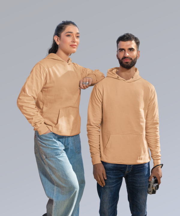 Beige Unisex Plain Hoodie